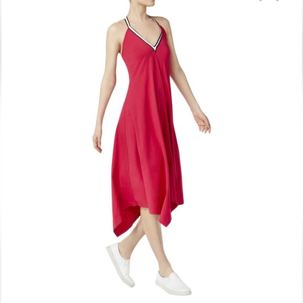 Cynthia Rowley Womens Red Halter Handkerchief Style Dress Size Medium NWT - Picture 1 of 15